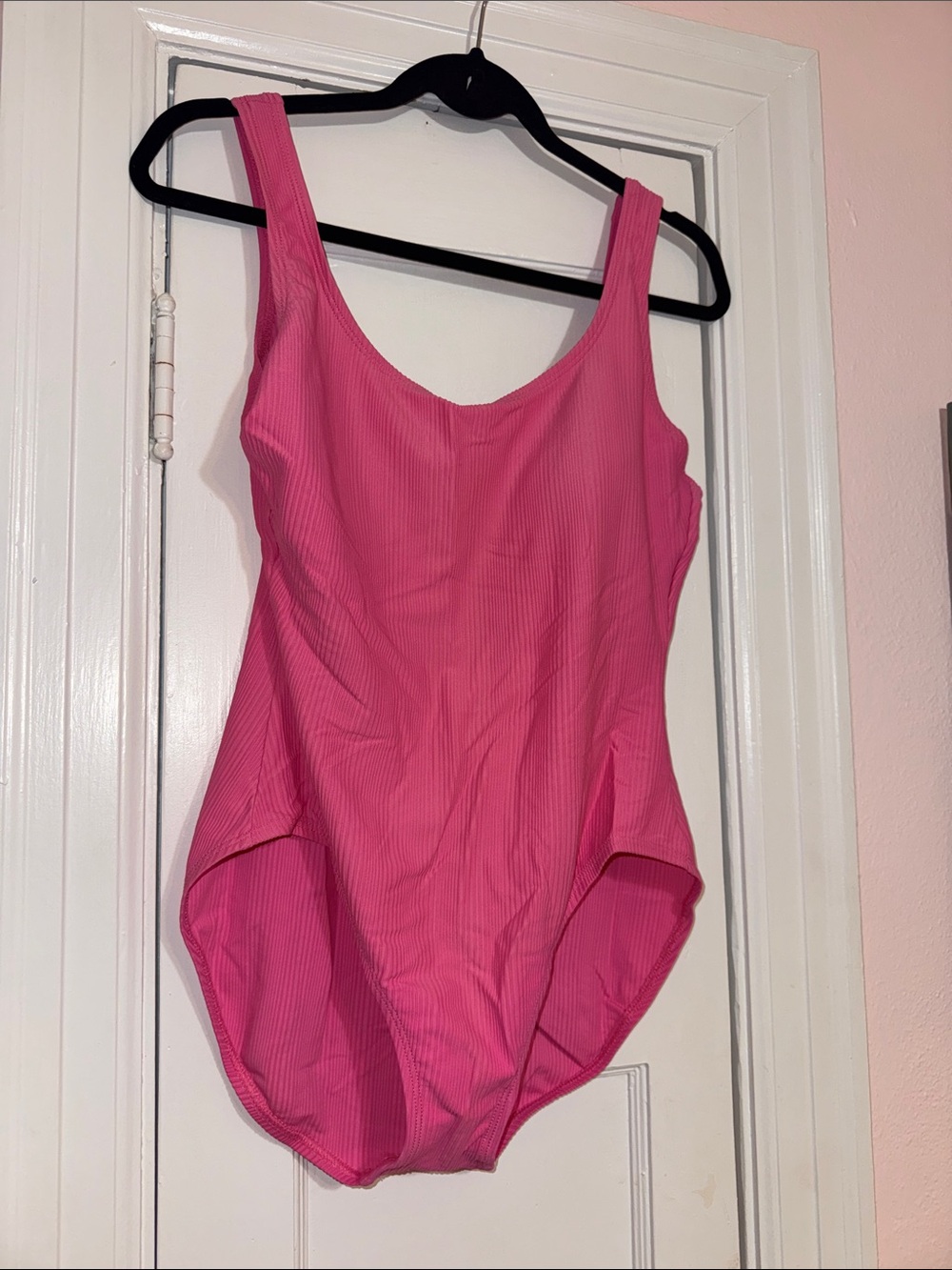 One-Piece Hot Pink Swimsuit - Classic Scoop Neck